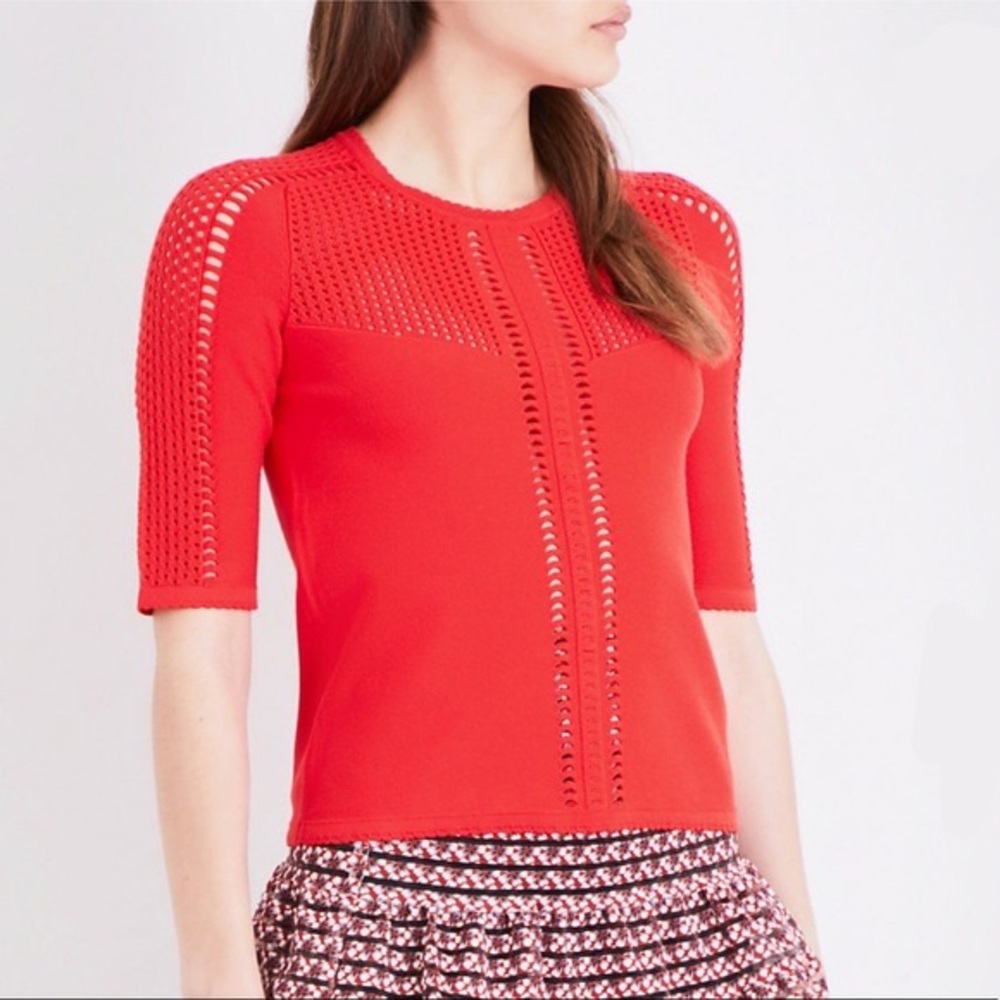 Maje Red Mania Knitted Jumper Slip On Top Size 3